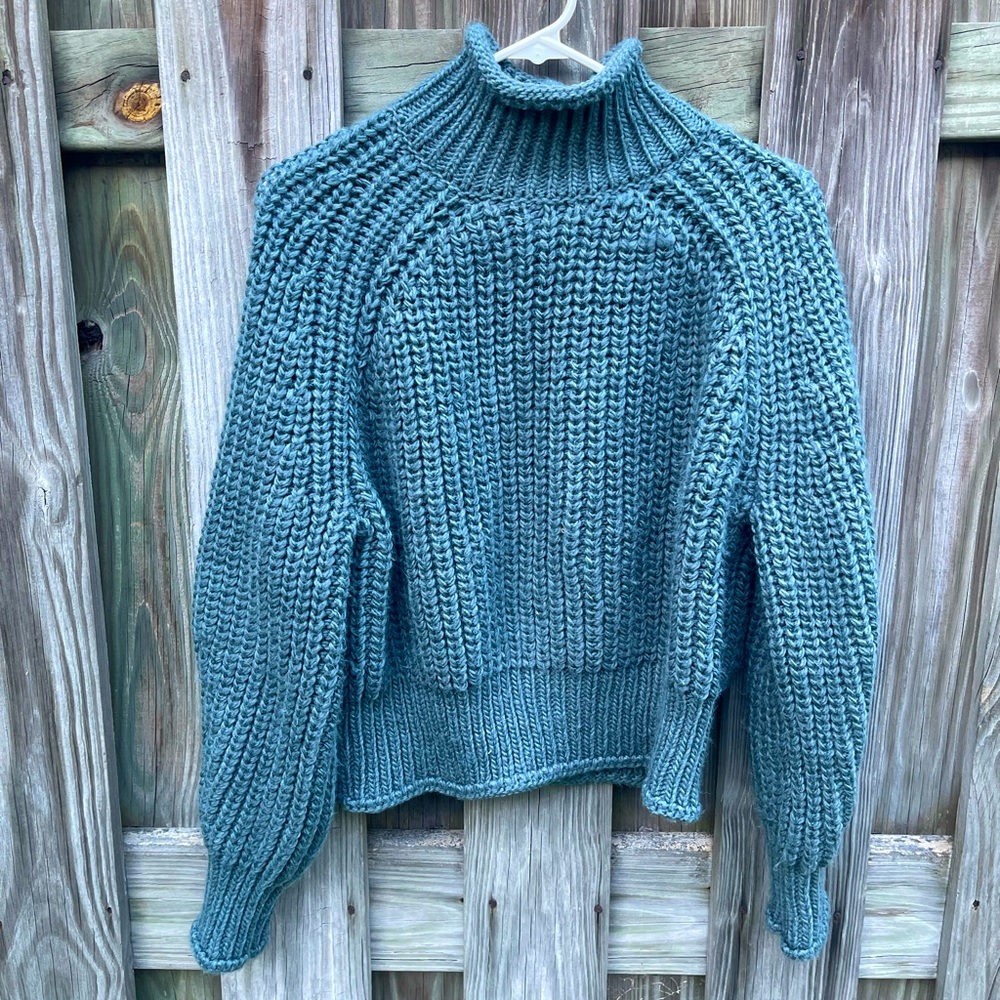 Teal crop turtleneck